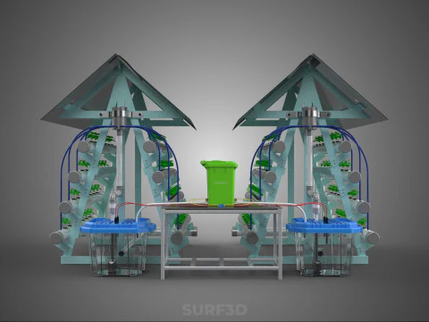 AUTO CONTROL MONITORING NUTRIENT DELIVERY HYDROPONIC PLANT FARM 3D Model