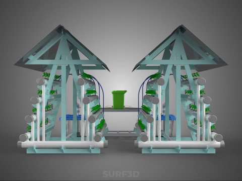 AUTO CONTROL MONITORING NUTRIENT DELIVERY HYDROPONIC PLANT FARM 3D 模型
