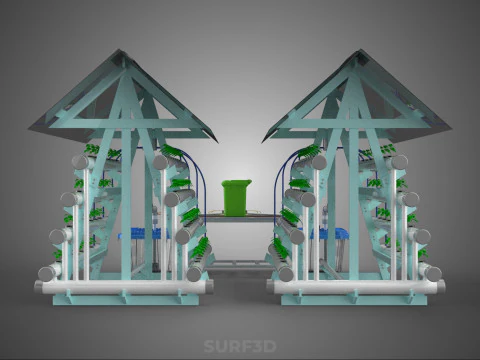 AUTO CONTROL MONITORING NUTRIENT DELIVERY HYDROPONIC PLANT FARM 3D Model
