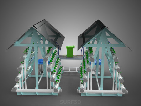 AUTO CONTROL MONITORING NUTRIENT DELIVERY HYDROPONIC PLANT FARM 3D 模型