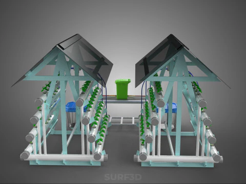 AUTO CONTROL MONITORING NUTRIENT DELIVERY HYDROPONIC PLANT FARM 3D Model