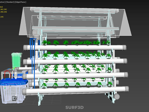 AUTO CONTROL MONITORING NUTRIENT DELIVERY HYDROPONIC PLANT FARM 3D 模型