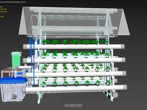 AUTO CONTROL MONITORING NUTRIENT DELIVERY HYDROPONIC PLANT FARM 3D Model