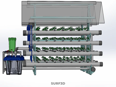 AUTO CONTROL MONITORING NUTRIENT DELIVERY HYDROPONIC PLANT FARM 3D Model