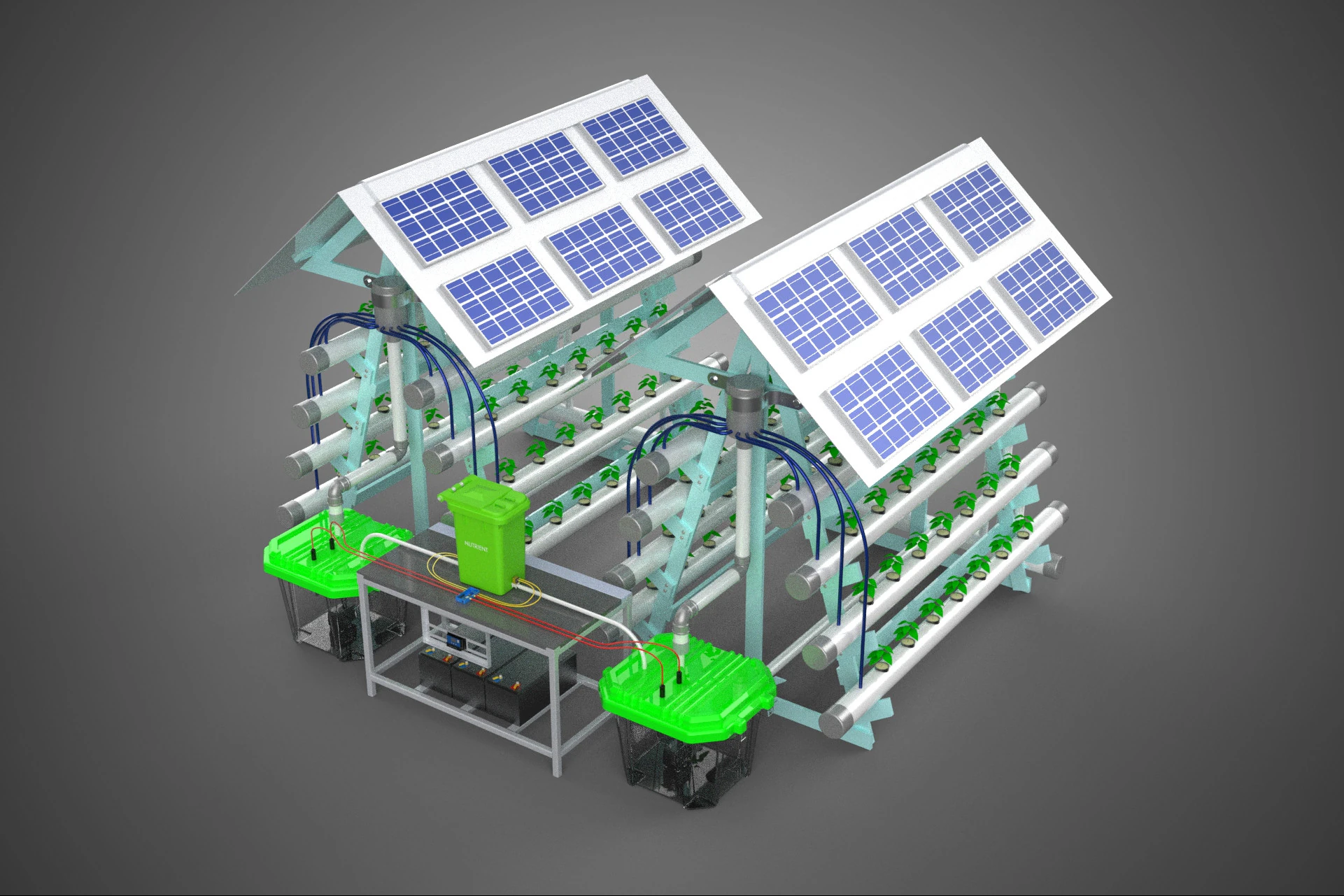 IOT SMART HYDROPONIC SOLAR PANEL POWER FARM PLANT WATER NUTRIENT 3D Model .c4d .max .obj .3ds .fbx .stl .blend 