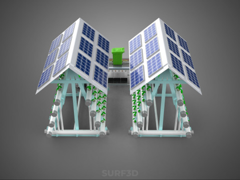 IOT SMART HYDROPONIC SOLAR PANEL POWER FARM PLANT WATER NUTRIENT 3D Model