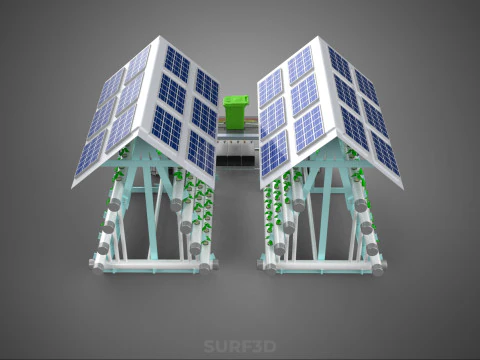 IOT SMART HYDROPONIC SOLAR PANEL POWER FARM PLANT WATER NUTRIENT 3D Model