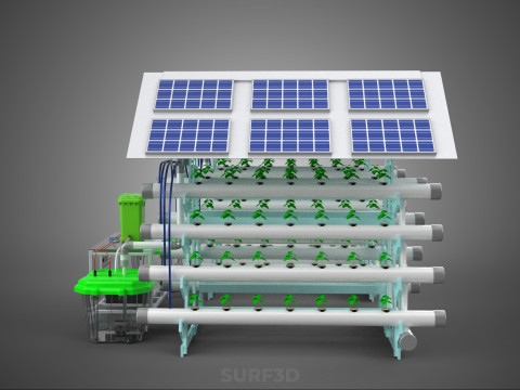 IOT SMART HYDROPONIC SOLAR PANEL POWER FARM PLANT WATER NUTRIENT 3D Model