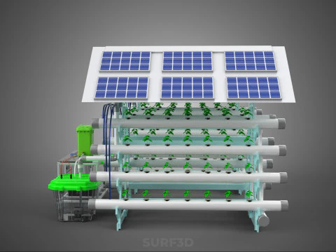 IOT SMART HYDROPONIC SOLAR PANEL POWER FARM PLANT WATER NUTRIENT 3D Model