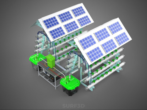 IOT SMART HYDROPONIC SOLAR PANEL POWER FARM PLANT WATER NUTRIENT 3D Model