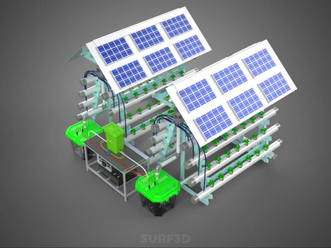 IOT SMART HYDROPONIC SOLAR PANEL POWER FARM PLANT WATER NUTRIENT 3D Model