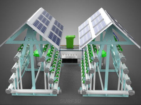 IOT SMART HYDROPONIC SOLAR PANEL POWER FARM PLANT WATER NUTRIENT 3D Model