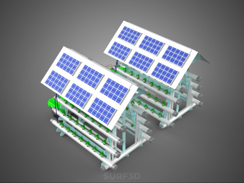 IOT SMART HYDROPONIC SOLAR PANEL POWER FARM PLANT WATER NUTRIENT 3D Model