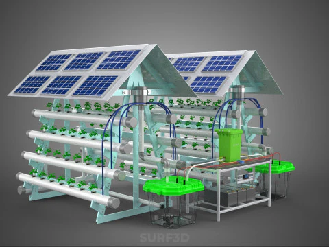 IOT SMART HYDROPONIC SOLAR PANEL POWER FARM PLANT WATER NUTRIENT 3D Model