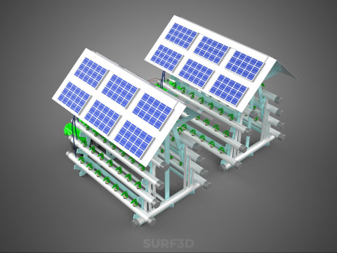 IOT SMART HYDROPONIC SOLAR PANEL POWER FARM PLANT WATER NUTRIENT 3D Model