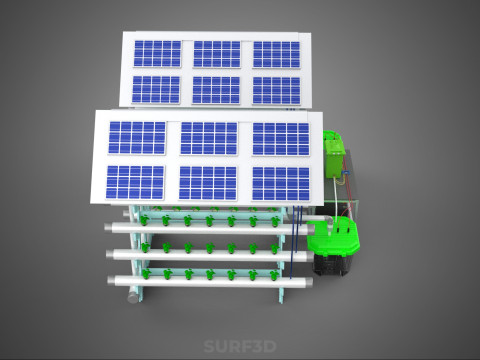 IOT SMART HYDROPONIC SOLAR PANEL POWER FARM PLANT WATER NUTRIENT 3D Model