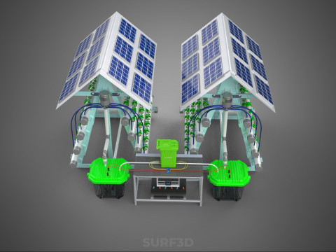 IOT SMART HYDROPONIC SOLAR PANEL POWER FARM PLANT WATER NUTRIENT 3D Model