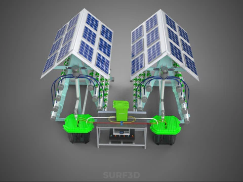 IOT SMART HYDROPONIC SOLAR PANEL POWER FARM PLANT WATER NUTRIENT 3D Model