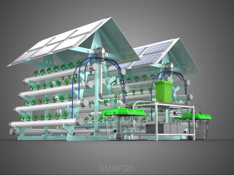 IOT SMART HYDROPONIC SOLAR PANEL POWER FARM PLANT WATER NUTRIENT 3D Model