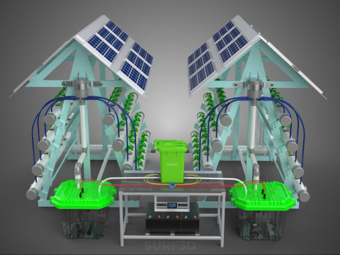 IOT SMART HYDROPONIC SOLAR PANEL POWER FARM PLANT WATER NUTRIENT 3D Model