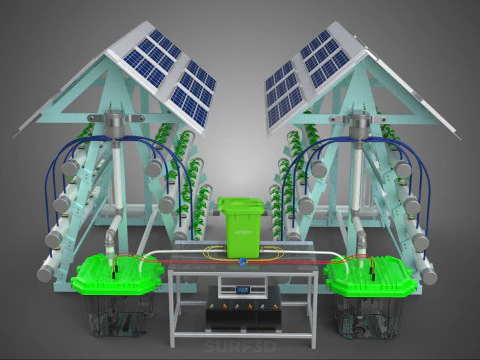 IOT SMART HYDROPONIC SOLAR PANEL POWER FARM PLANT WATER NUTRIENT 3D Model