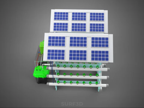 IOT SMART HYDROPONIC SOLAR PANEL POWER FARM PLANT WATER NUTRIENT 3D Model