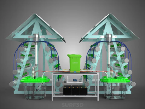 IOT SMART HYDROPONIC SOLAR PANEL POWER FARM PLANT WATER NUTRIENT 3D Model