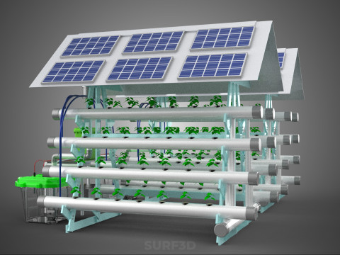 IOT SMART HYDROPONIC SOLAR PANEL POWER FARM PLANT WATER NUTRIENT 3D Model
