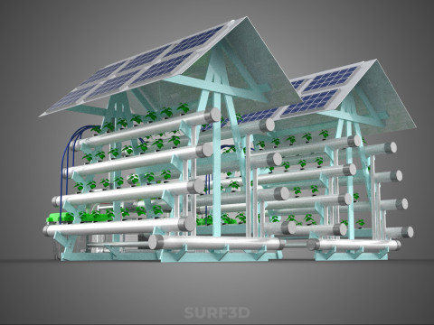 IOT SMART HYDROPONIC SOLAR PANEL POWER FARM PLANT WATER NUTRIENT 3D Model
