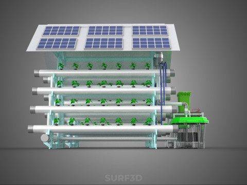 IOT SMART HYDROPONIC SOLAR PANEL POWER FARM PLANT WATER NUTRIENT 3D Model