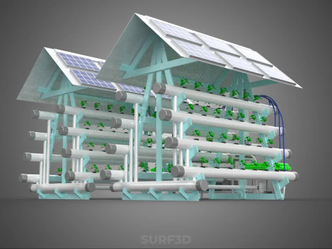 IOT SMART HYDROPONIC SOLAR PANEL POWER FARM PLANT WATER NUTRIENT 3D Model