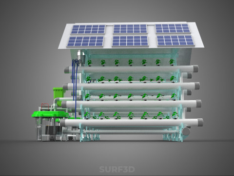 IOT SMART HYDROPONIC SOLAR PANEL POWER FARM PLANT WATER NUTRIENT 3D Model