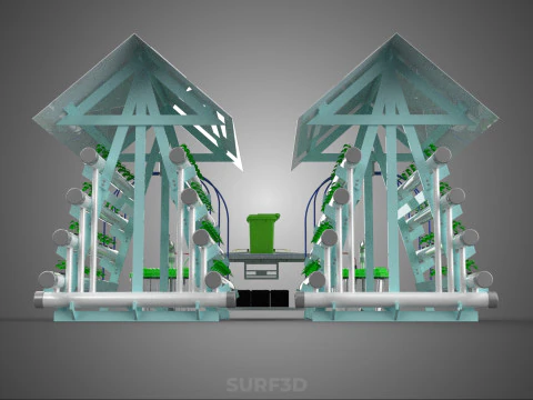 IOT SMART HYDROPONIC SOLAR PANEL POWER FARM PLANT WATER NUTRIENT 3D Model