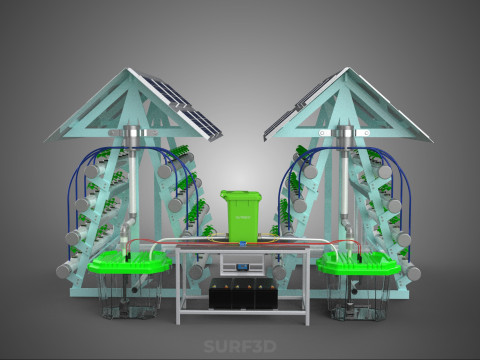 IOT SMART HYDROPONIC SOLAR PANEL POWER FARM PLANT WATER NUTRIENT 3D Model