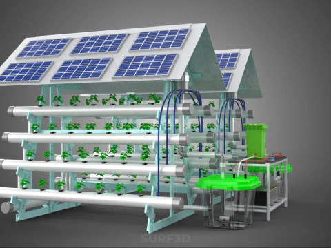 IOT SMART HYDROPONIC SOLAR PANEL POWER FARM PLANT WATER NUTRIENT 3D Model