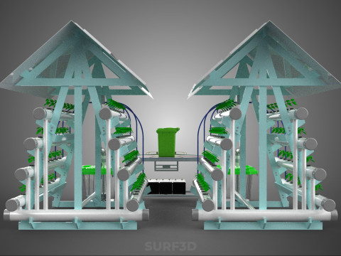 IOT SMART HYDROPONIC SOLAR PANEL POWER FARM PLANT WATER NUTRIENT 3D Model