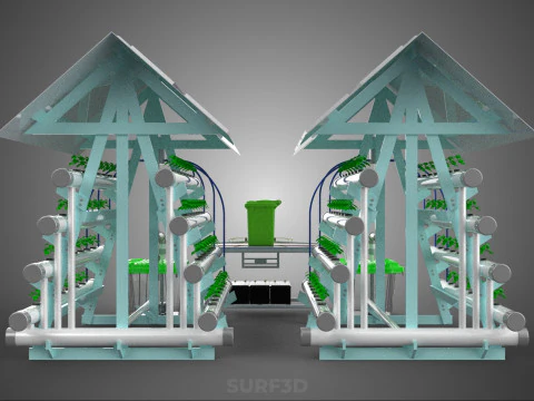 IOT SMART HYDROPONIC SOLAR PANEL POWER FARM PLANT WATER NUTRIENT 3D Model