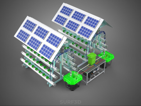 IOT SMART HYDROPONIC SOLAR PANEL POWER FARM PLANT WATER NUTRIENT 3D Model