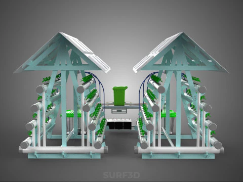 IOT SMART HYDROPONIC SOLAR PANEL POWER FARM PLANT WATER NUTRIENT 3D Model
