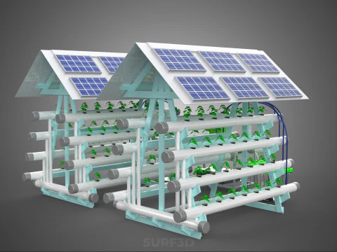 IOT SMART HYDROPONIC SOLAR PANEL POWER FARM PLANT WATER NUTRIENT 3D Model