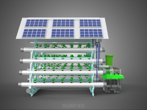IOT SMART HYDROPONIC SOLAR PANEL POWER FARM PLANT WATER NUTRIENT 3D Model