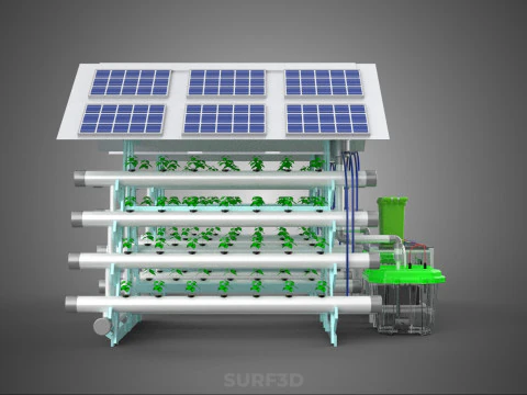 IOT SMART HYDROPONIC SOLAR PANEL POWER FARM PLANT WATER NUTRIENT 3D Model