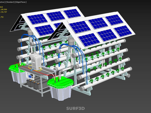 IOT SMART HYDROPONIC SOLAR PANEL POWER FARM PLANT WATER NUTRIENT 3D Model