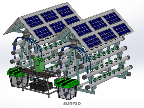 IOT SMART HYDROPONIC SOLAR PANEL POWER FARM PLANT WATER NUTRIENT 3D Model
