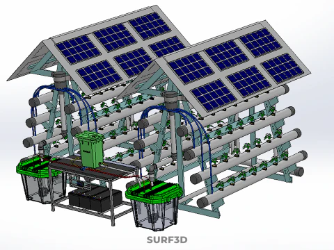 IOT SMART HYDROPONIC SOLAR PANEL POWER FARM PLANT WATER NUTRIENT 3D Model