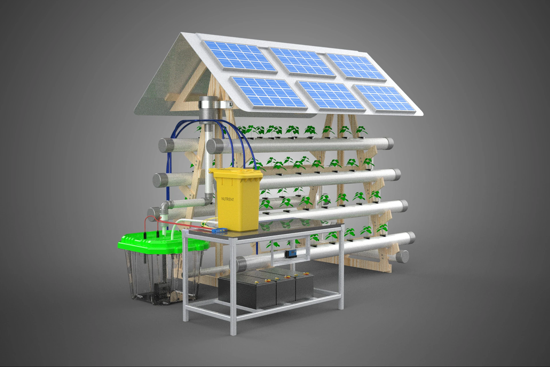 HYDROPONIC IOT SMART SOLAR ENERGY PV FARM PLANT WATER NUTRIENT 3D Model .c4d .max .obj .3ds .fbx .stl .blend 