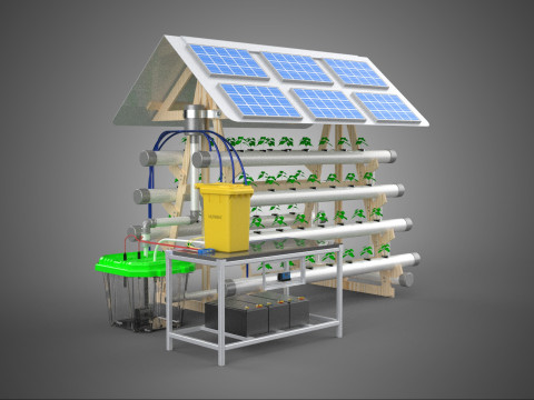 HYDROPONIC IOT SMART SOLAR ENERGY PV FARM PLANT WATER NUTRIENT Model 3D
