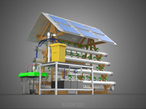 HYDROPONIC IOT SMART SOLAR ENERGY PV FARM PLANT WATER NUTRIENT 3D Model
