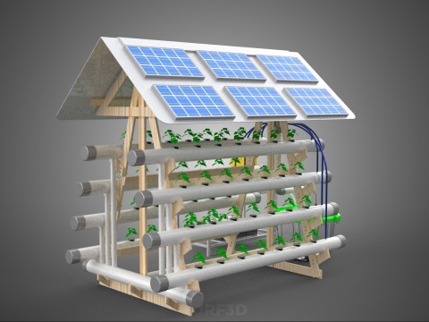 HYDROPONIC IOT SMART SOLAR ENERGY PV FARM PLANT WATER NUTRIENT Model 3D