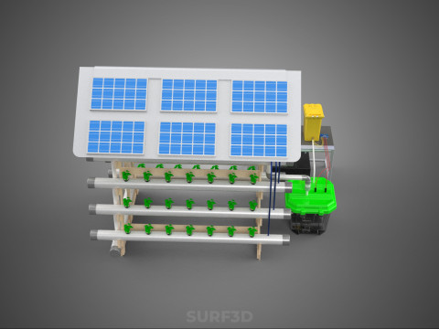 HYDROPONIC IOT SMART SOLAR ENERGY PV FARM PLANT WATER NUTRIENT Model 3D